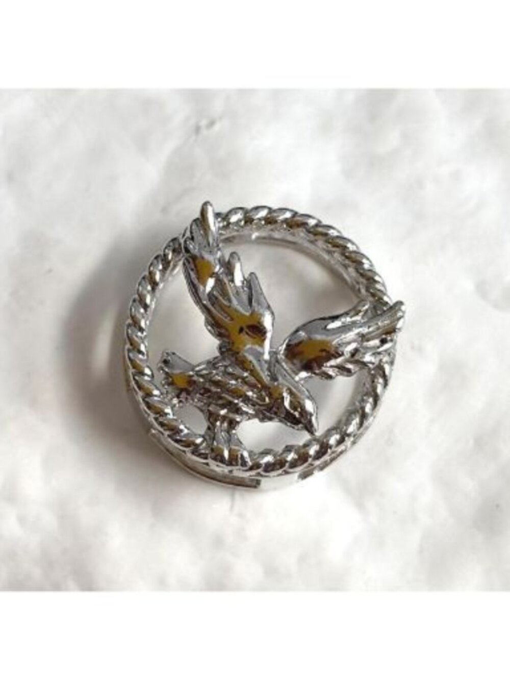 Eagle In Flight USA Ribboned Sterling Silver Tiny 925 Vintage Pendant | Pin